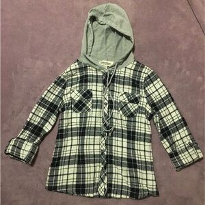 🔥4/20! Active Basic plaid hooded jacket/top. Size small